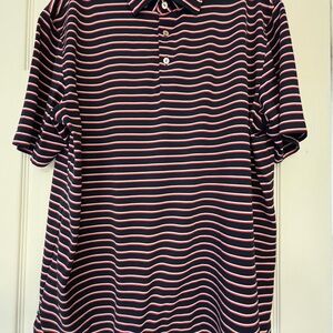 Peter Millar Navy, Red and White  Striped Polo Shirt